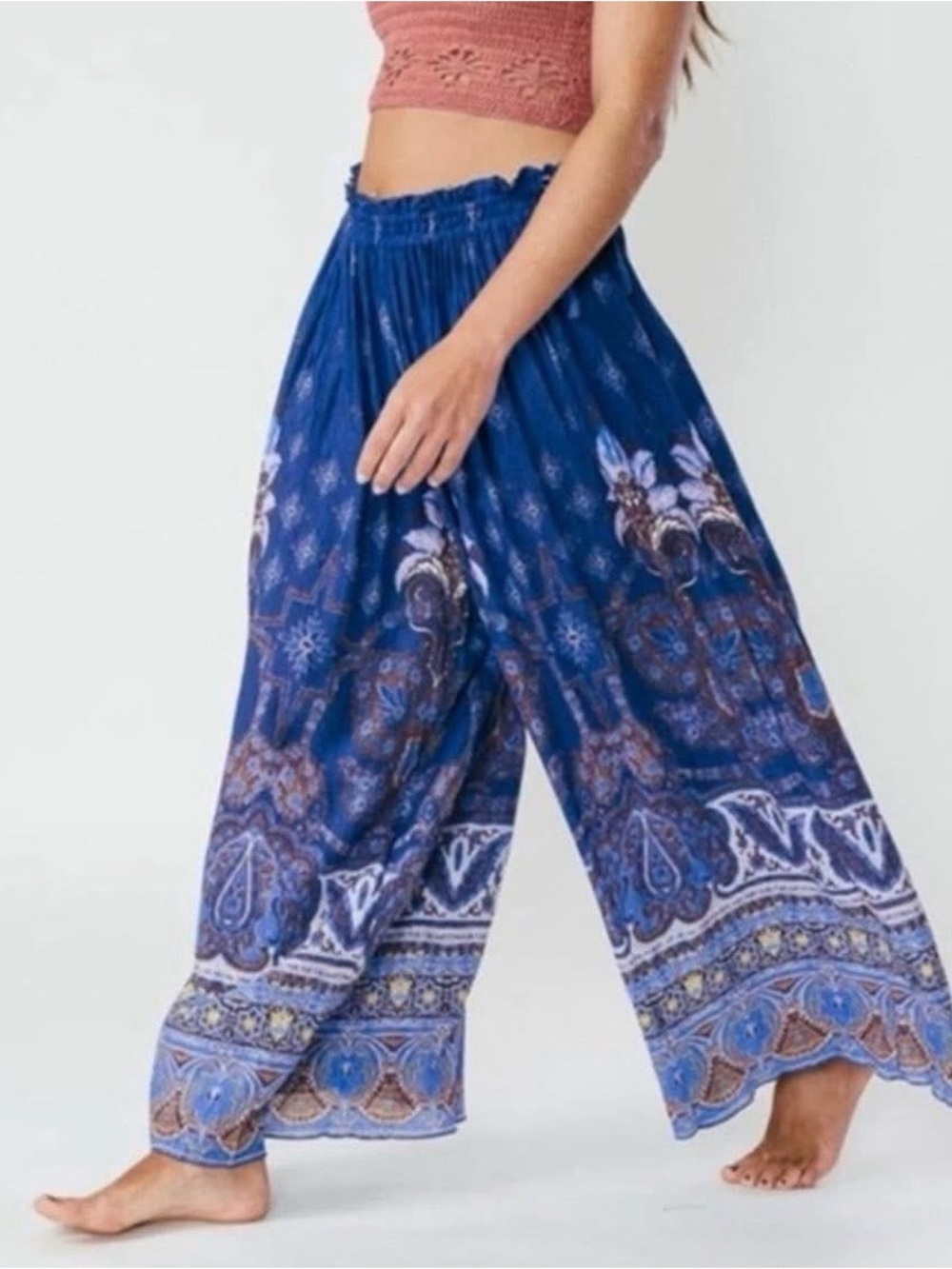 Free People Boho Wide Leg Flowy Pants Women’s Small 298 - Picture 4 of 6